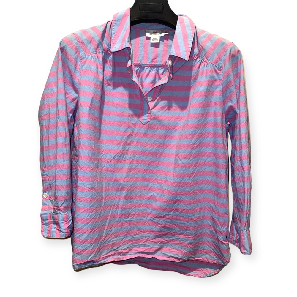 Vineyard Vines Women’s Striped 3/4 Sleeve Popover Shirt - Size 10